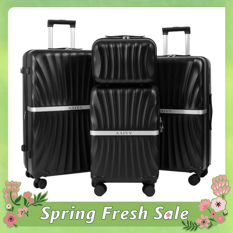 AAIVV 4-Piece Expandable Luggage Set with Spinner Wheels and TSA Lock