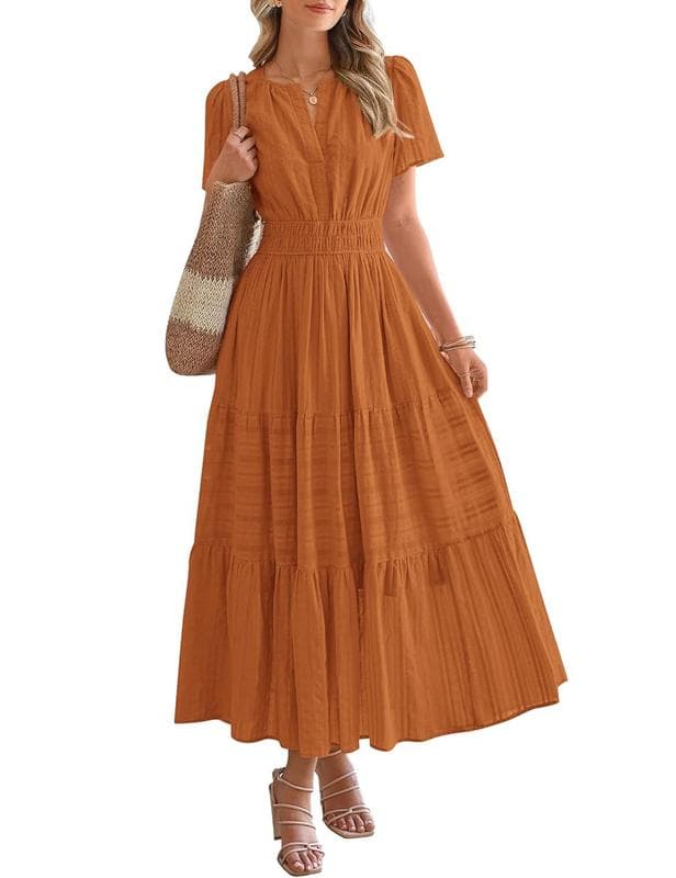 BTFBM Womens Summer Maxi Dress V-Neck Boho with Pockets