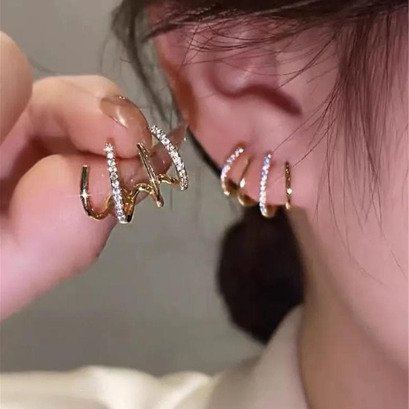 Tewiky Claw Zircon Silver Cuff Earrings