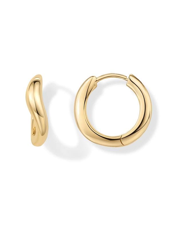 PAVOI 14K Gold Plated Wavy Huggie Hoop Earrings