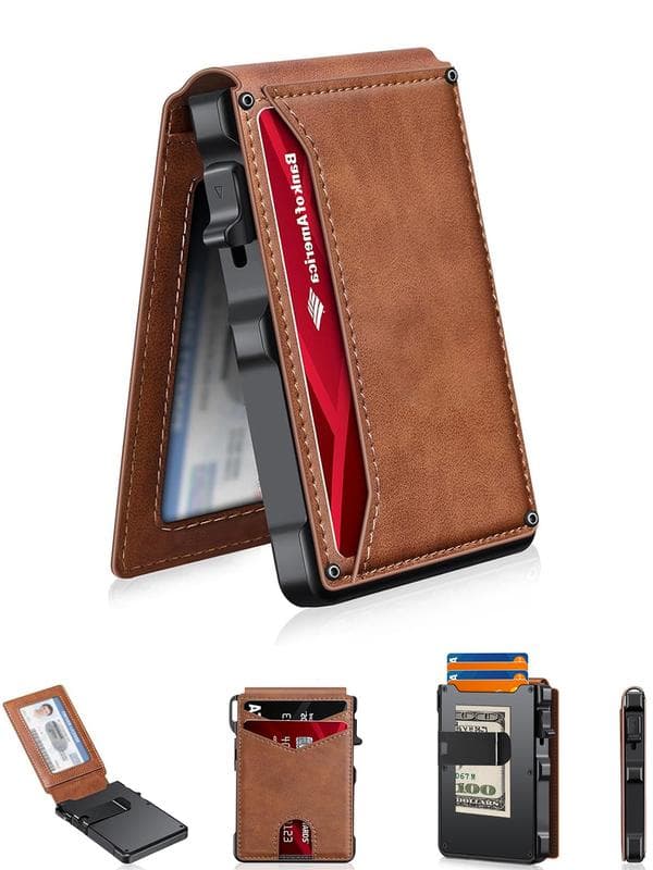 Summer Wins Mens RFID Slim Wallet with Money Clip and ID Window